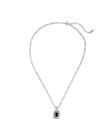 Collana perla nera in acciaio inossidabile