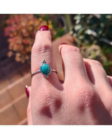 Anello pietra turchese in acciaio inossidabile