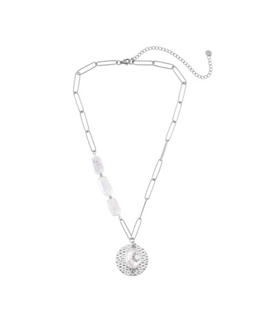Collana bianca in acciaio inossidabile con perle