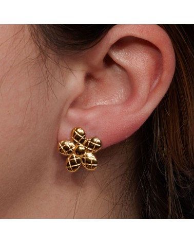 Orecchini big fiore in acciaio inossidabile placcato oro