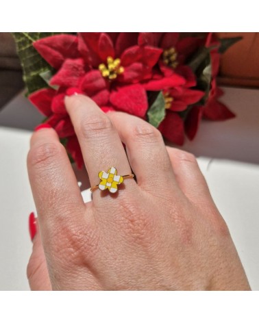 Anello flower in acciaio inossidabile placcato oro