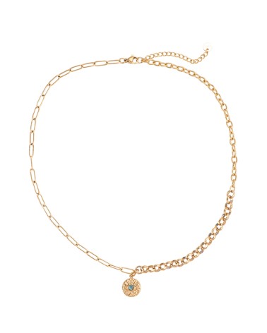 Collana blue eye in acciaio inossidabile placcato oro