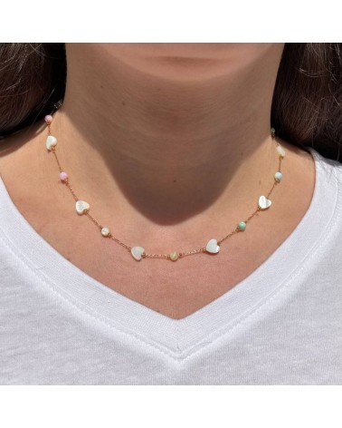 collana cuoricini in acciaio inossidabile placcato oro