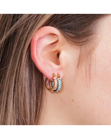 Cerchietti blue in acciaio inossidabile placcato oro e zirconi